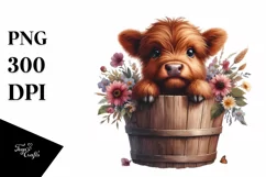Cute Baby Highland Cow, PNG Product Image 1