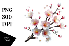 Cherry Blossom with Watercolor Splash PNG Product Image 1