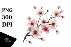 Cherry Blossom with Watercolor Splash PNG Product Image 1