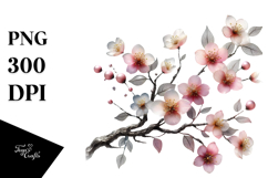 Cherry Blossom with Watercolor Splash PNG Product Image 1