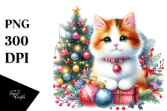 Cute Cat with Christmas Decorations, Transparent PNG Product Image 1