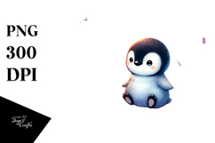 Adorned Baby Penguin on Half Moon PNG Product Image 1