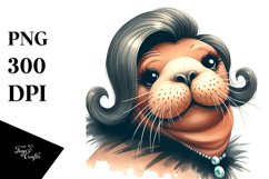 Whimsical Funny Walrus Vintage | Sublimation Clipart Product Image 1