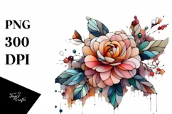 Abstract Stained Camellia Clipart PNG Product Image 3