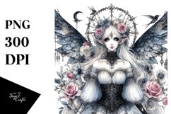 Detailed Gothic Fairy Watercolor Clipart Product Image 3