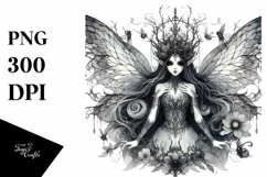 Detailed Gothic Fairy Watercolor Clipart Product Image 1