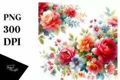 Colorful Watercolor with Red Flowers | Clipart Product Image 3