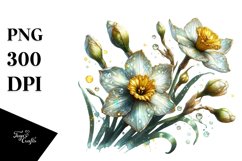 Detailed Shiny Watercolor Narcissus | Clipart Product Image 3