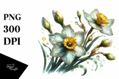 Detailed Shiny Watercolor Narcissus | Clipart Product Image 3