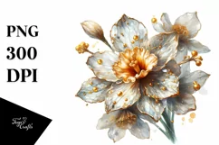 Detailed Shiny Watercolor Narcissus | Clipart Product Image 3