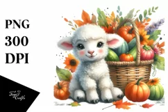 Baby Lamb Autumn Vegetable Basket Clipart Product Image 1