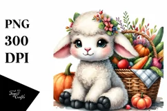 Quirky Baby Lamb Autumn Vegetables Clipart Product Image 1
