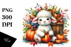 Baby Lamb Autumn Vegetable Basket Clipart Product Image 1