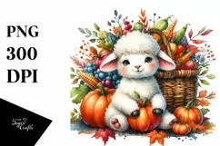 Baby Lamb Autumn Vegetable Basket Clipart Product Image 1