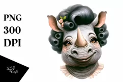 Funny Smiling Rhino Portrait | Sublimation Clipart Product Image 3