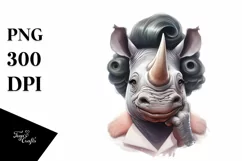 Funny Smiling Rhino Portrait | Sublimation Clipart Product Image 3