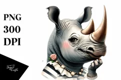 Funny Smiling Rhino Portrait | Sublimation Clipart Product Image 1