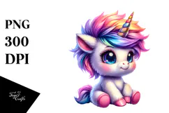Cool Baby Unicorn with Expressive Face PNG Product Image 1