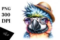 Cute Baby Macaw with Party Hat PNG Product Image 1