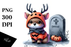 Vibrant Cute Baby Elk Halloween Clipart Product Image 1