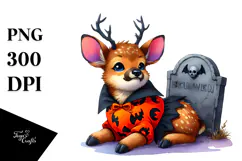 Vibrant Cute Baby Elk Halloween Clipart Product Image 1