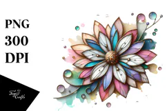 Abstract Pastel Wooden Stained Daisy PNG Product Image 1