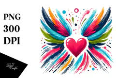 Colorful Heart with Wings, Simple Paintbrush Style Product Image 1