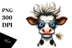 Watercolor Cow with Hay Straw, Transparent PNG Product Image 1