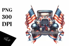 USA Flag Vintage Car Clipart Product Image 3