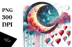 Washed Watercolor Moon PNG Product Image 1