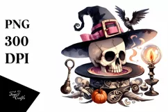 Funny Skull Halloween Clipart PNG Product Image 1