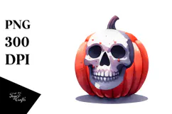 Funny Halloween Clipart with Skull PNG Product Image 1