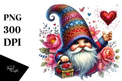Colorful Valentines Gnome Showing Heart Sign PNG Product Image 1