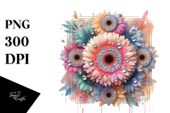 Abstract Colorful Gerbera Diamond Frame PNG Product Image 1