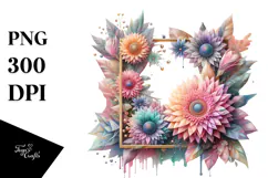 Abstract Colorful Gerbera Diamond Frame PNG Product Image 1