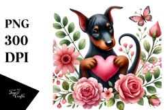 Cute Doberman Pinscher Heart PNG Product Image 1