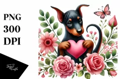 Cute Doberman Pinscher Heart PNG Product Image 1