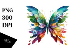 Colorful Butterfly with Flowers PNG Product Image 1