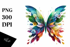 Colorful Butterfly with Flowers PNG Product Image 1