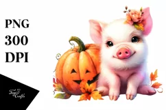 Vibrant Baby Pig Pumpin Drawing | Clipart Product Image 1
