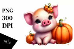 Vibrant Baby Pig Pumpin Drawing | Clipart Product Image 3