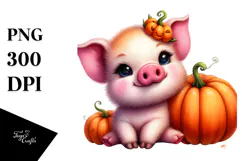 Vibrant Baby Pig Pumpin Drawing | Clipart Product Image 1