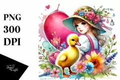 Colorful Baby Duck with Heart PNG Product Image 1