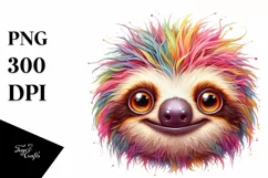 Colorful Baby Sloth with Crazy Eyes | Clipart Product Image 1