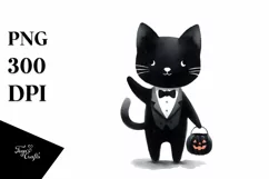 Funny Halloween Clipart Black Cat PNG Product Image 3