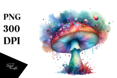 Colorful Magical Mushroom Watercolor Clipart Product Image 1
