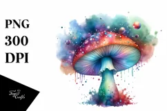 Colorful Magical Mushroom Watercolor Clipart Product Image 3