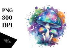 Colorful Magical Mushroom Watercolor Clipart Product Image 1