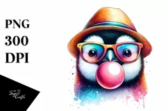 Quirky Penguin Portrait Chewing Gum Clipart Product Image 3