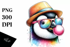 Quirky Penguin Portrait Chewing Gum Clipart Product Image 3